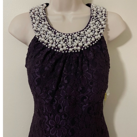 R & M RICHARDS Women's Embellished-neck Glitter-lace Gown Dress Size 10. NWT - Picture 9 of 10